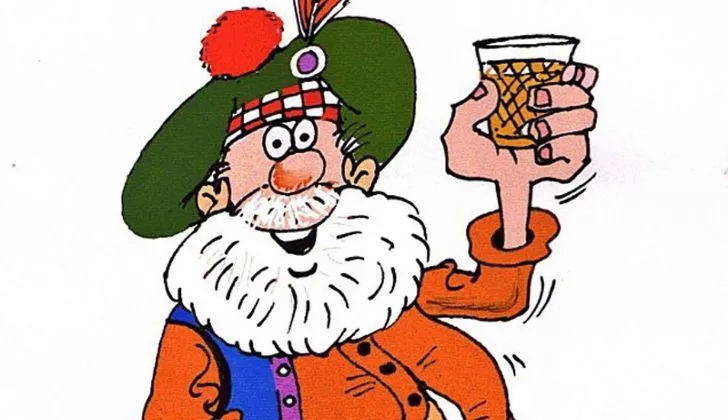 A cartoon drunk Scotsman
