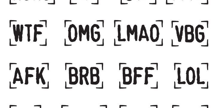 A range of different abbreviations such as 'OMG', 'BRB' and 'LMAO'