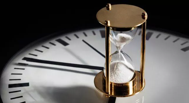 Hourglass on a clock
