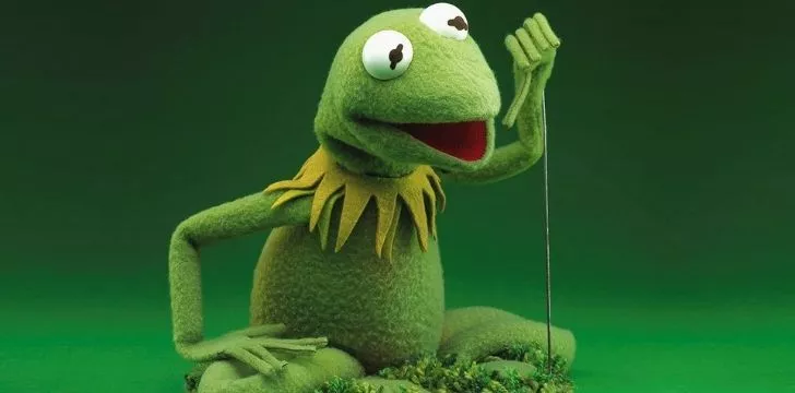Kermit with his thumb down