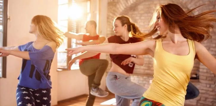 Women taking part in a Zumba class