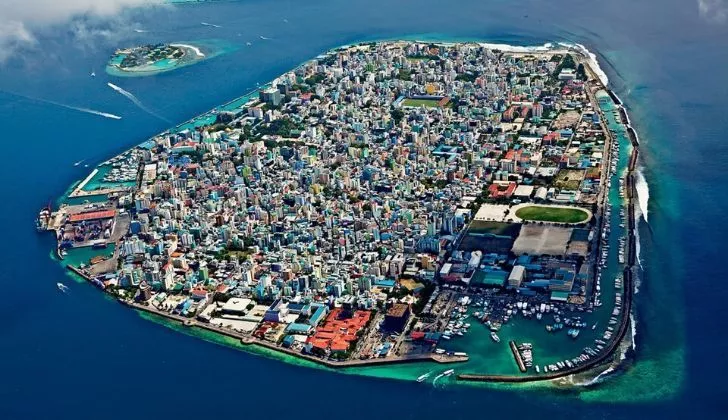 Birds-eye view of Male which is the Maldives capitol