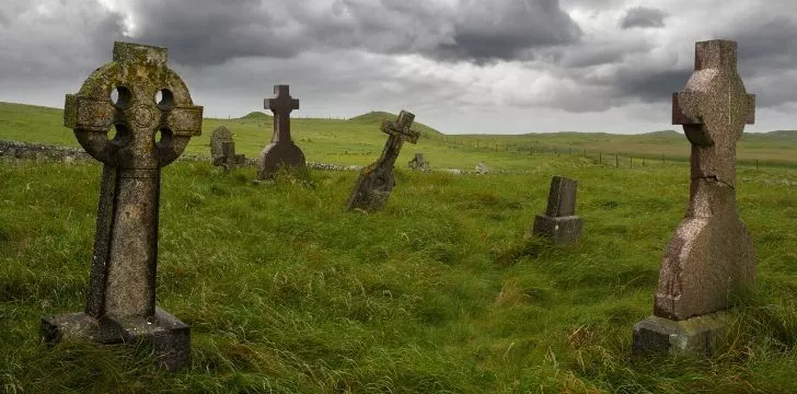 Ancient tomb Celtic tomb stones.