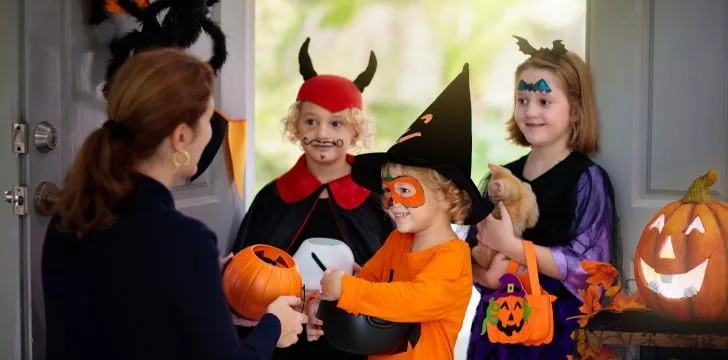 Children today trick or treating.
