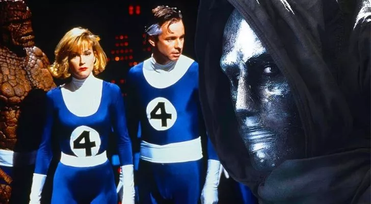 Fantastic Four members wearing the old retro uniforms with the number four written on them.
