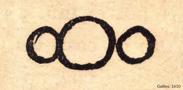 Galileo's Drawing of Saturn's Ring's in 1610