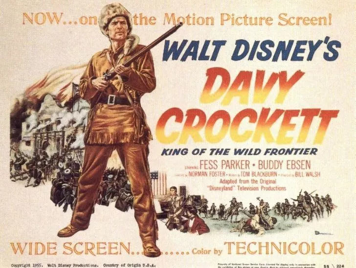 An advertisement for Disney's Davy Crockett movie
