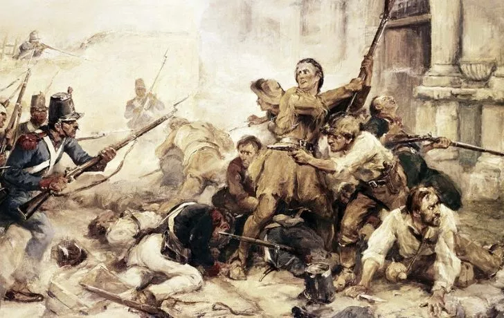 Illustration of battle during The Battle of Alamo