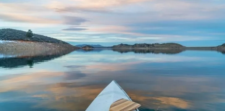 A boat on a calm lake