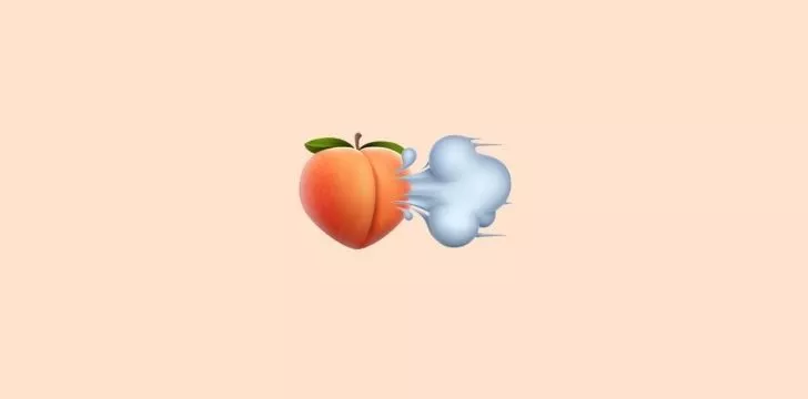 A farting peach emoji