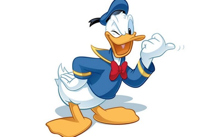 Donald Duck winking.