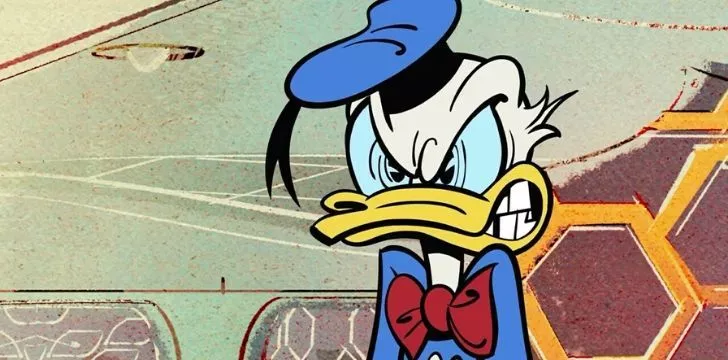 Donald Duck looking very angry.