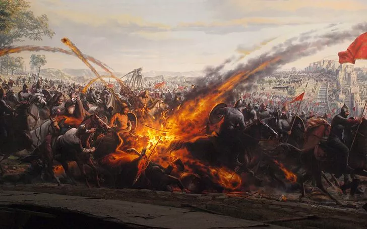The Eastern Roman (Byzantine) Empire had a weapon called Greek Fire they used in ship-mounted flamethrowers.