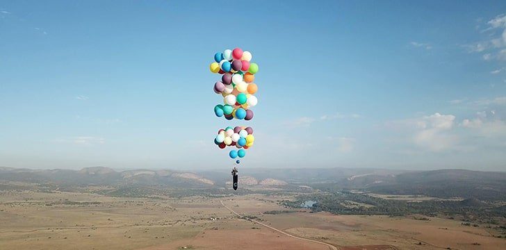 A Successful Attempt at flying with balloons.