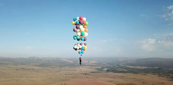 A Successful Attempt at flying with balloons.