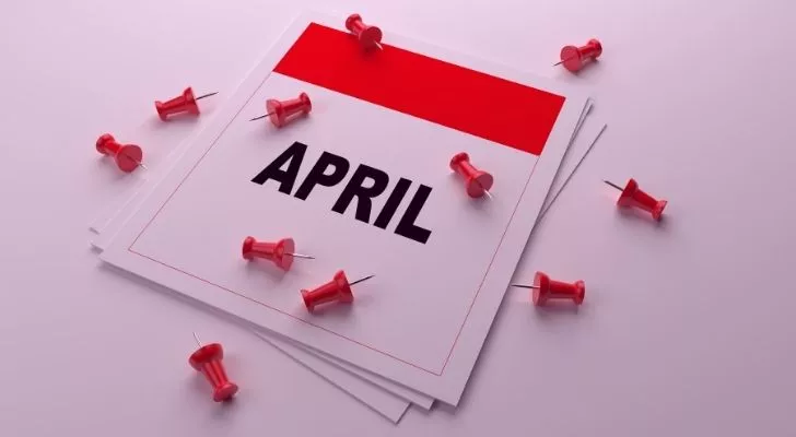 April calendar with pins