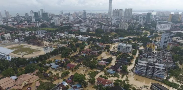 Severe flooding in an urban city