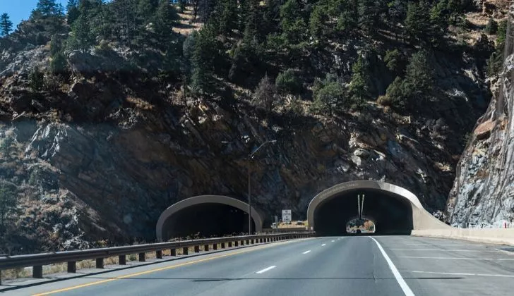 Dwight D. Eisenhower Memorial Tunnel entrance in Colorado