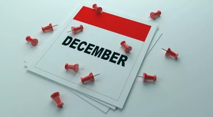 December calendar with pins