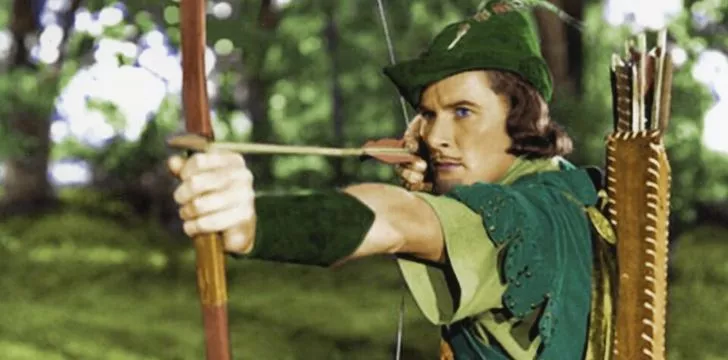 Një person që luan si Robin Hood