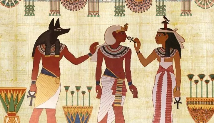 Picture of three ancient Egyptians.