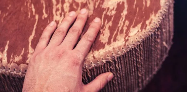 Bongo drum made with animal skin.