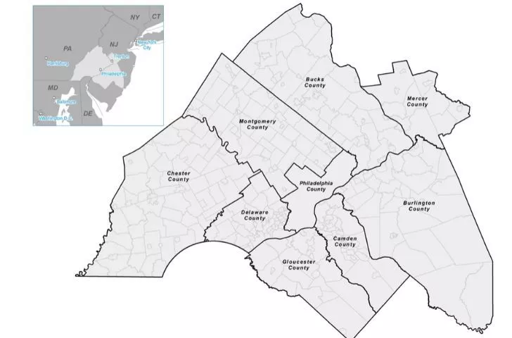 A map of the very few counties within Delaware State.