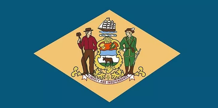The official flag celebrating Delaware as First State of the United States of America