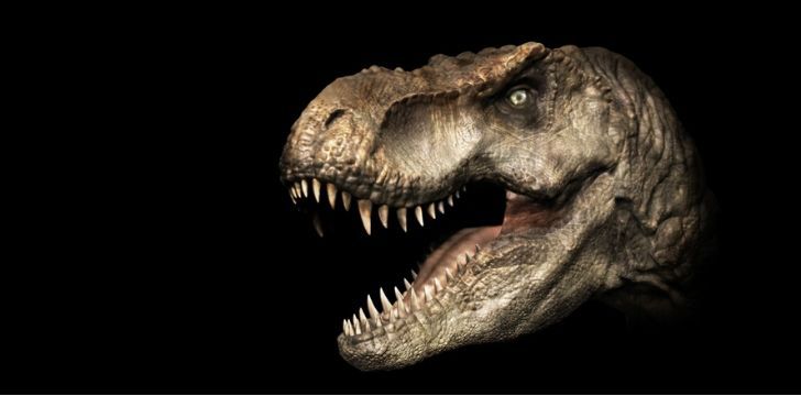 Scary looking T-Rex showing all its teeth.