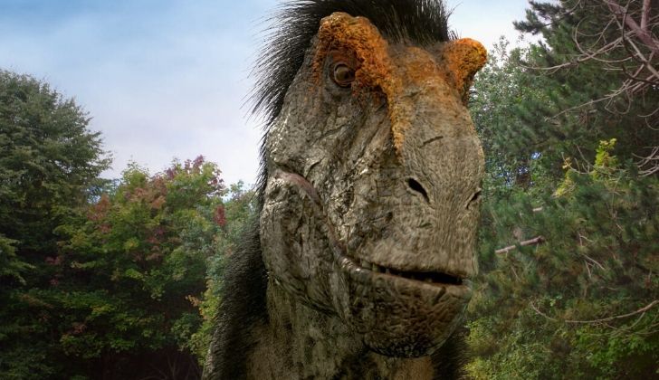 A T-Rex with feathered hair.