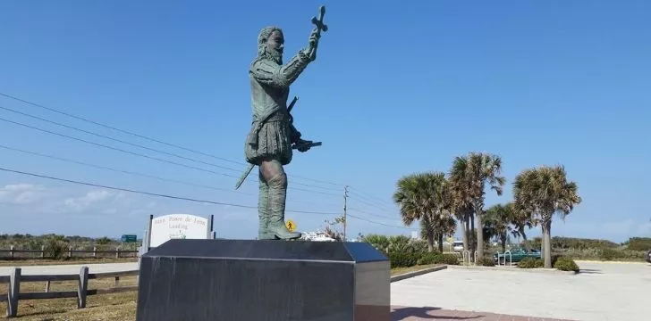 A statue of Spanish conquistador Juan Ponce de León