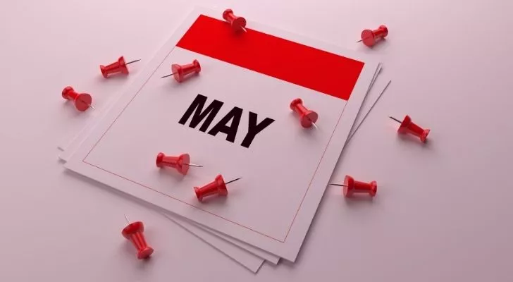 May calendar with pins