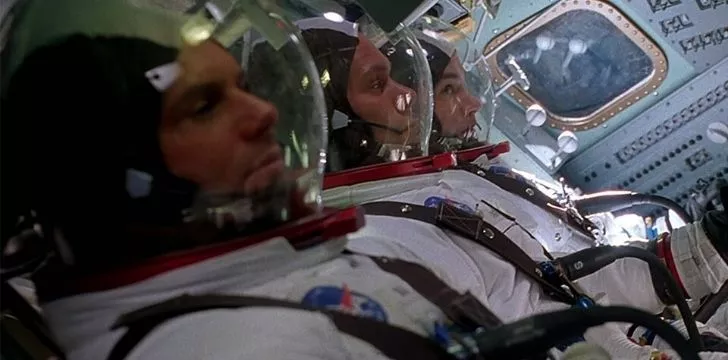 3 astronauts during take off in the movie Apollo 13