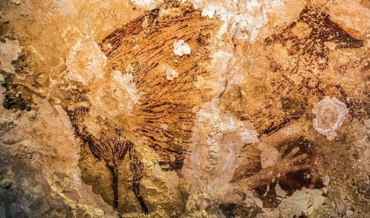 Ancient cave art in Indonesia