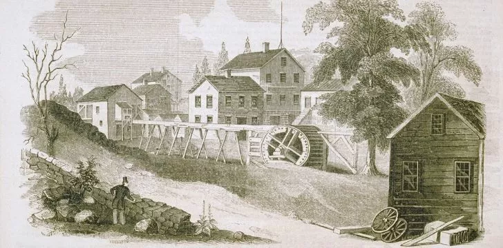 Illustration of small town in Connecticut