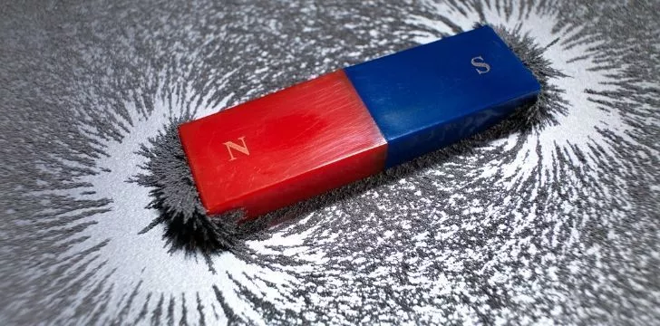 A magnet bar showing north and south