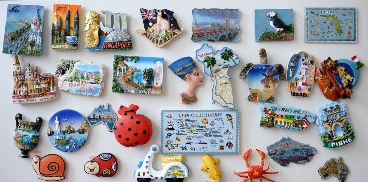 A large collection of fridge magnets collected on vacations