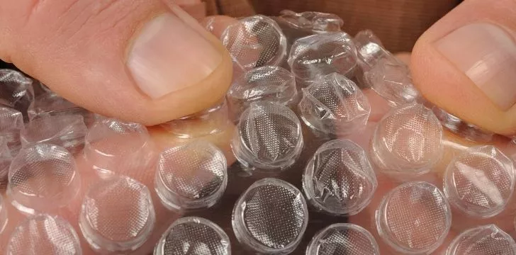 A closeup image of bubble wrap