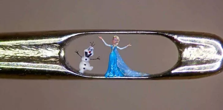 Willard Wigan's sculptures of characters from the movie Frozen