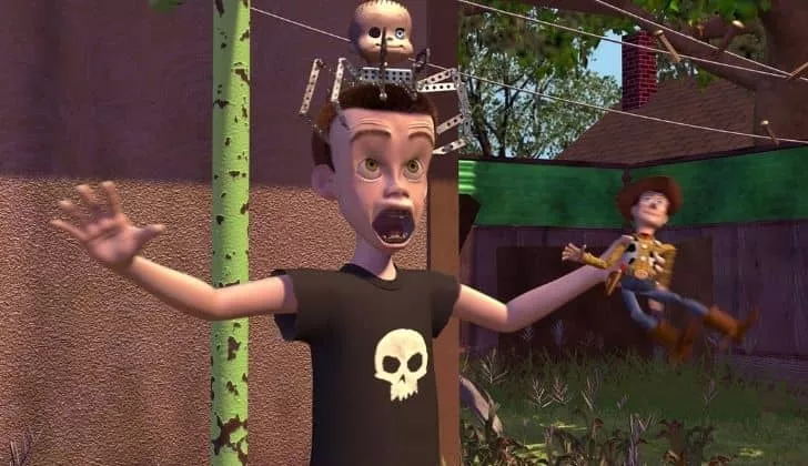 Woody's enemy Sid in the the first Toy Story movie