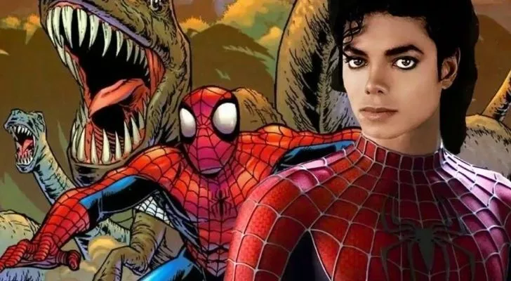 Michael Jackson wearing Spiderman outfit