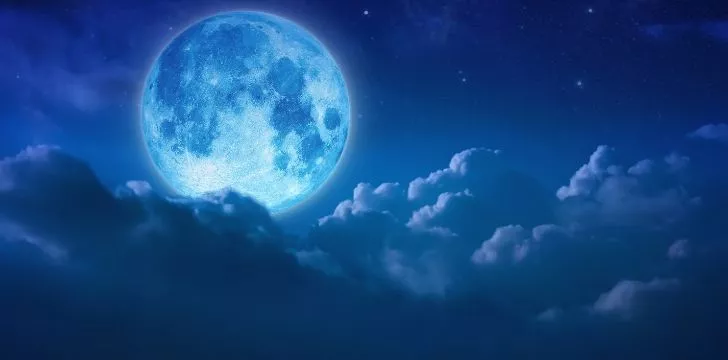 A blue moon changing the color of the whole sky