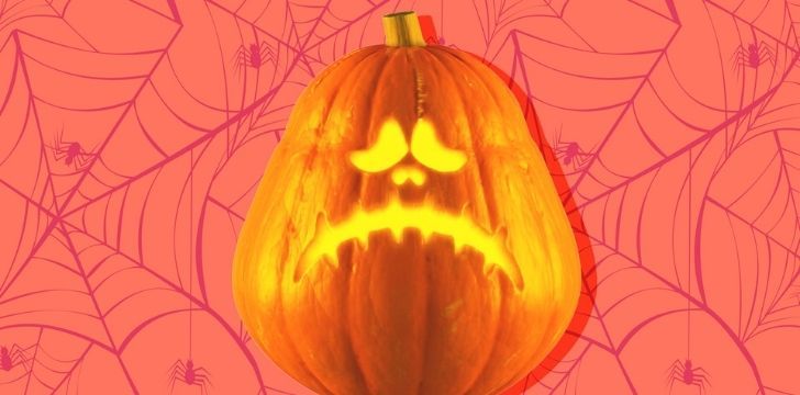 A pumpkin with a sad face