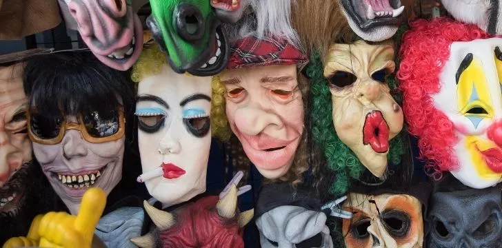 Lots of creepy face masks