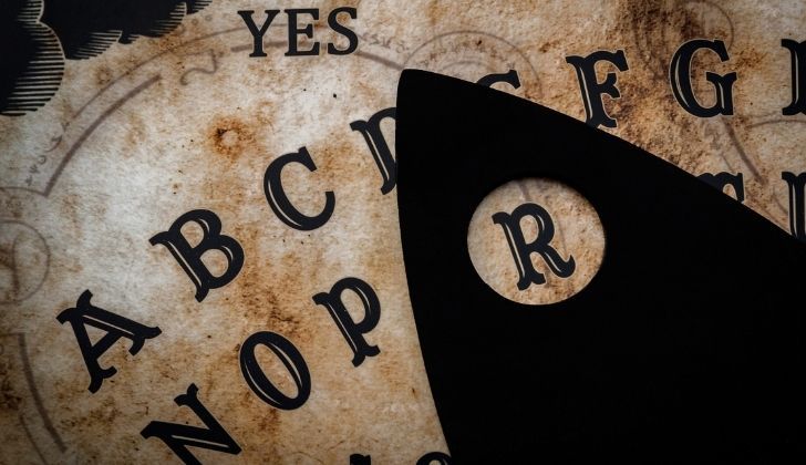 A closeup of a ouija board