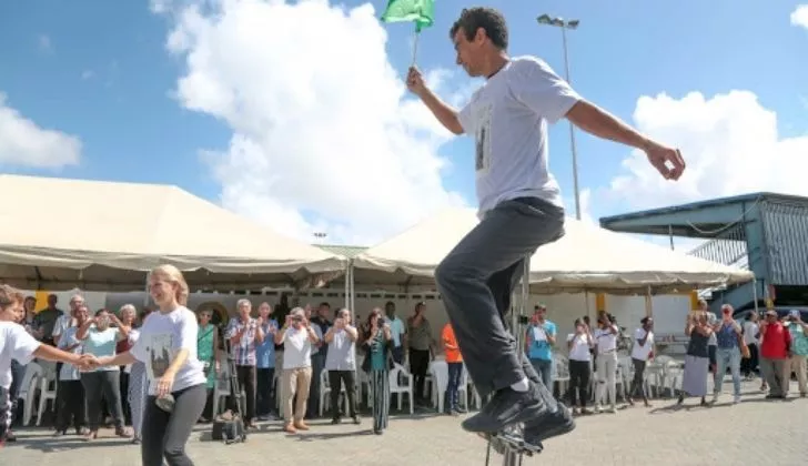 Sem Abrahams has the world record for riding the tallest unicycle