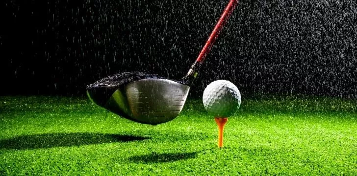 A golf ball in the rain