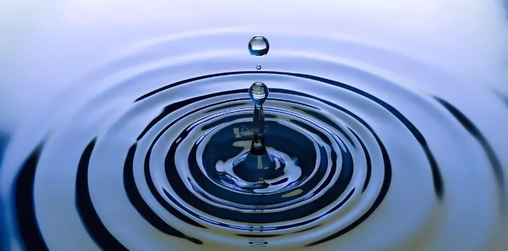 Droplets of water causing ripples
