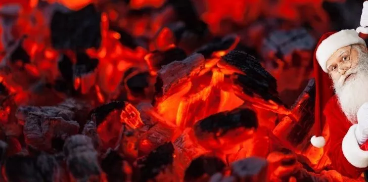 Burning coals with Sant on the right