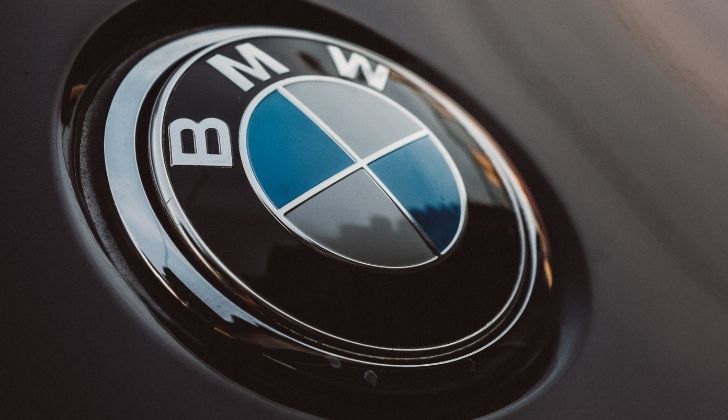 BMW logo on a car steering wheel
